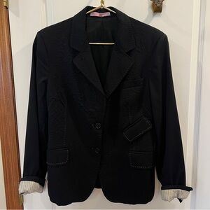 Kuhlman Made in Italy Ladies Black Wool Blazer with Textured Design